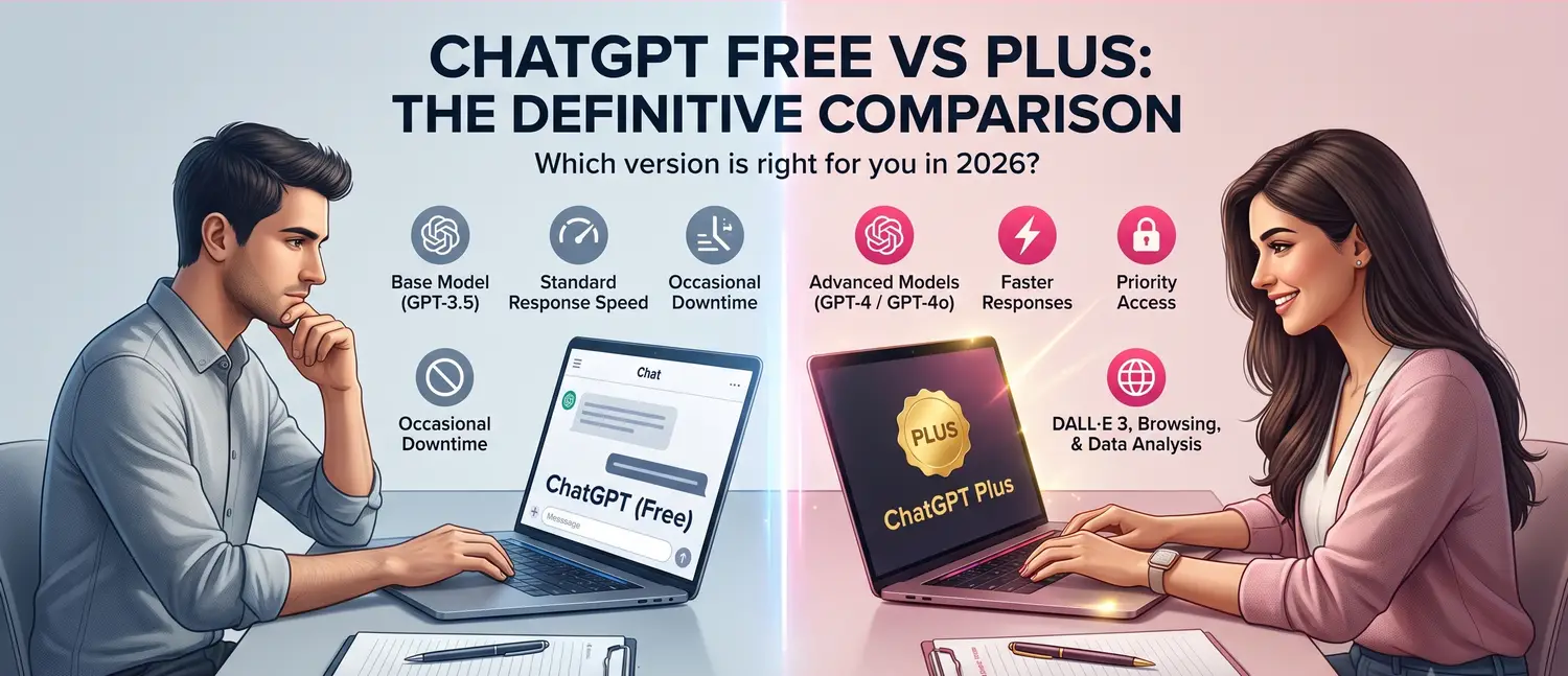 ChatGPT Free vs Plus in 2026: Features, Limits, Price and Differences